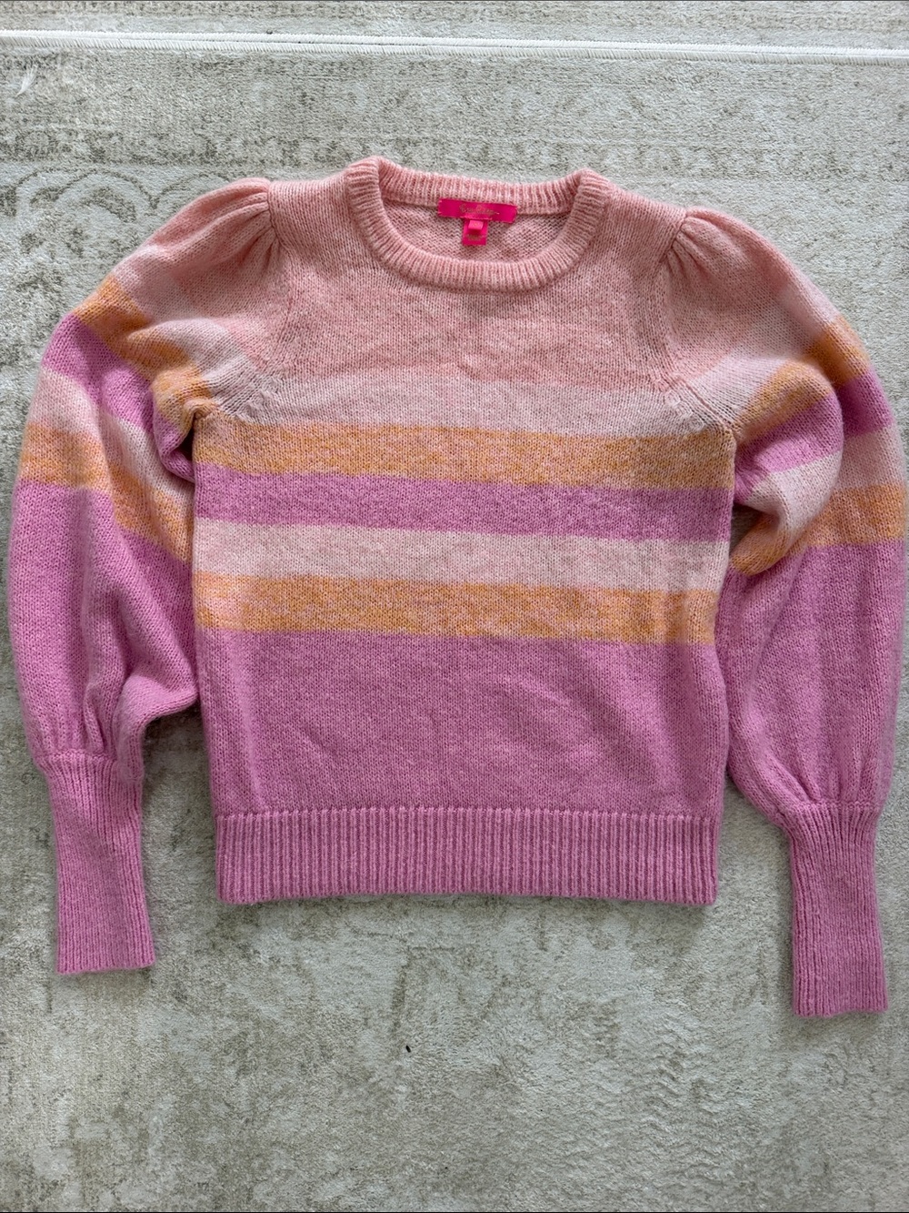 Lilly Pulitzer Pink & Peach Striped Puff-Sleeve Sweater